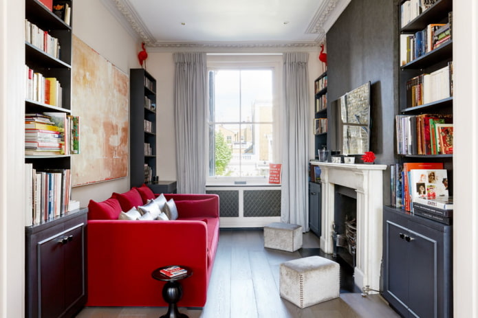 narrow furniture in the interior