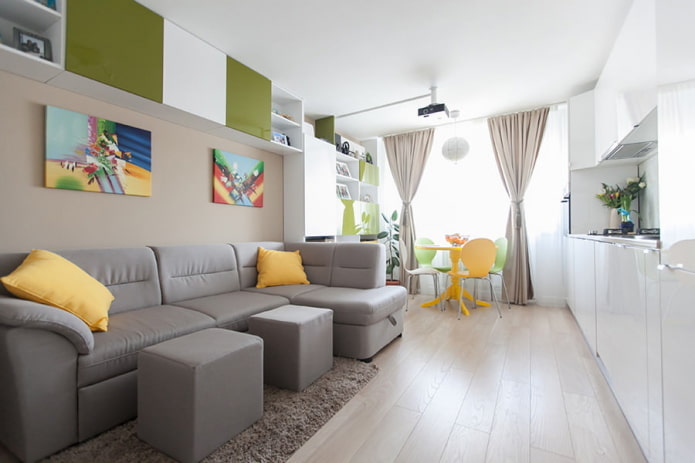 furniture along the walls