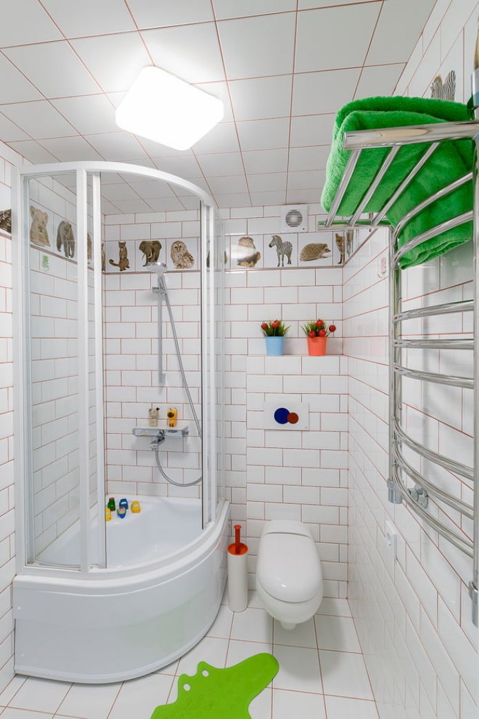 white tiles in the bathroom