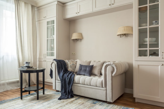 furniture along the walls