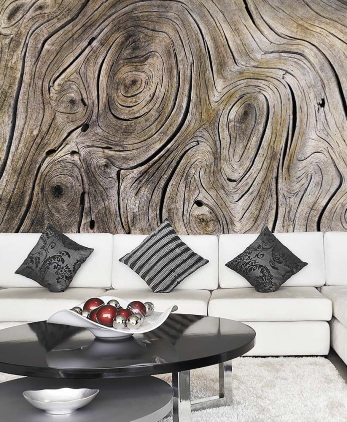photo wallpaper with imitation wood