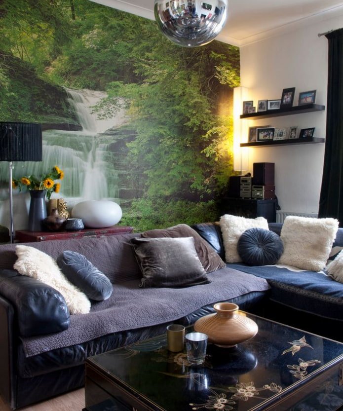 photo wallpaper with images of nature in the interior