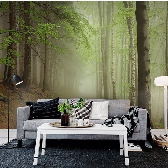 photo wallpaper with nature in the interior