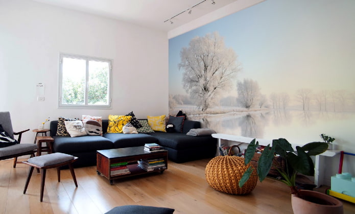 photo wallpaper with images of nature in the interior