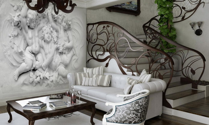 photo wallpaper in the interior in the Art Nouveau style