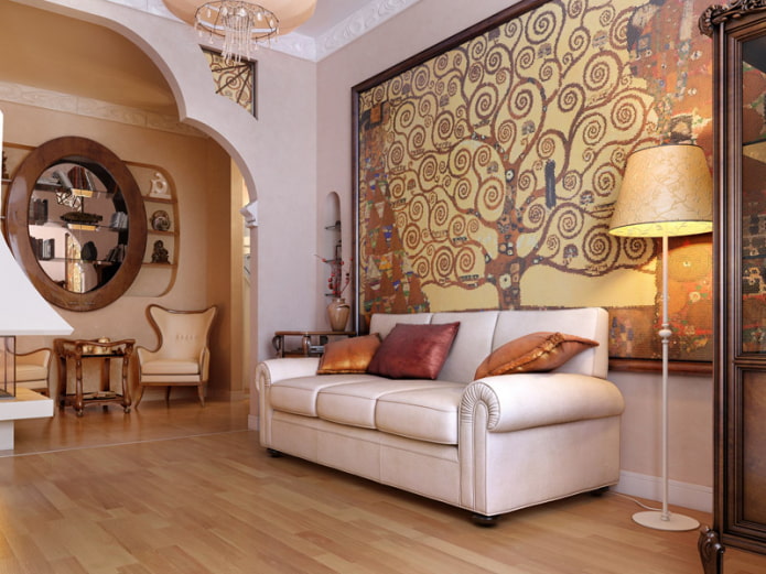 photo wallpaper in the interior in the Art Nouveau style