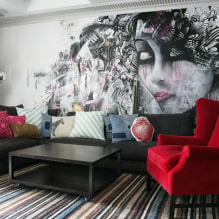 Modern photo wallpaper in the living room interior-2