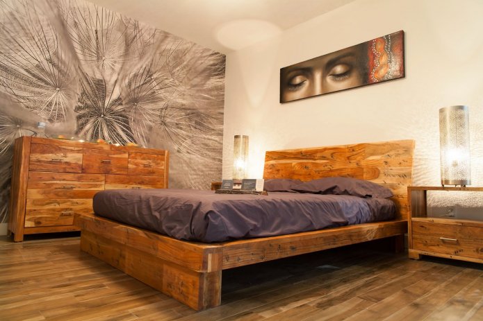 photo wallpaper dandelion to the right of the bed