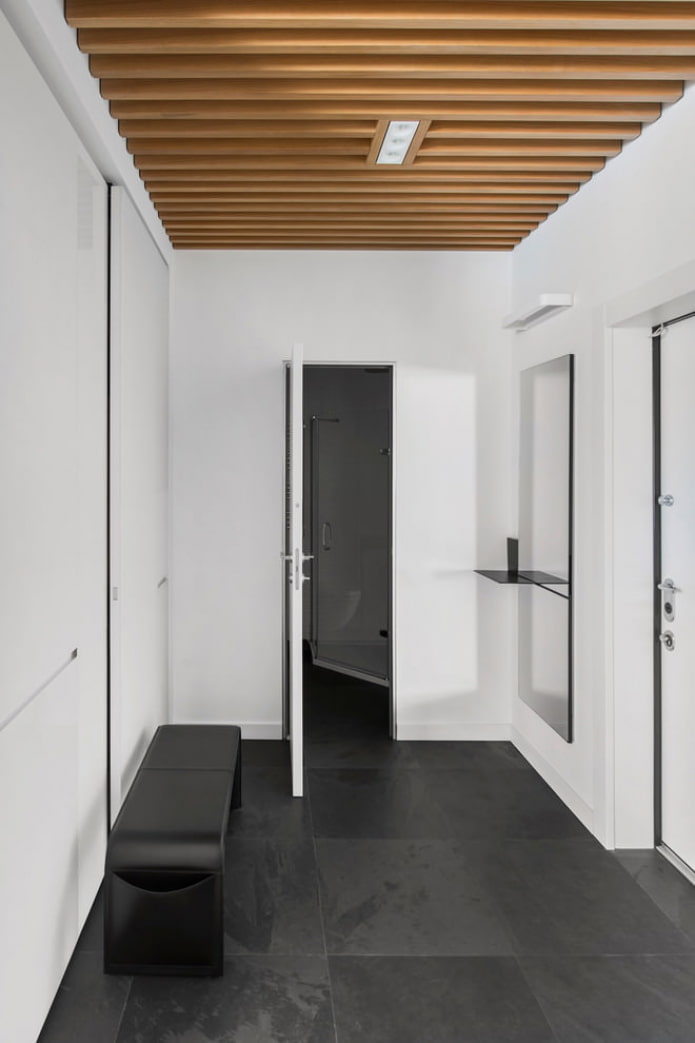 dark tiles in the hallway