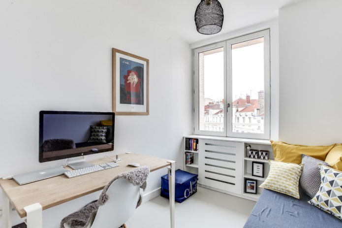white grille for batteries in the Scandinavian style