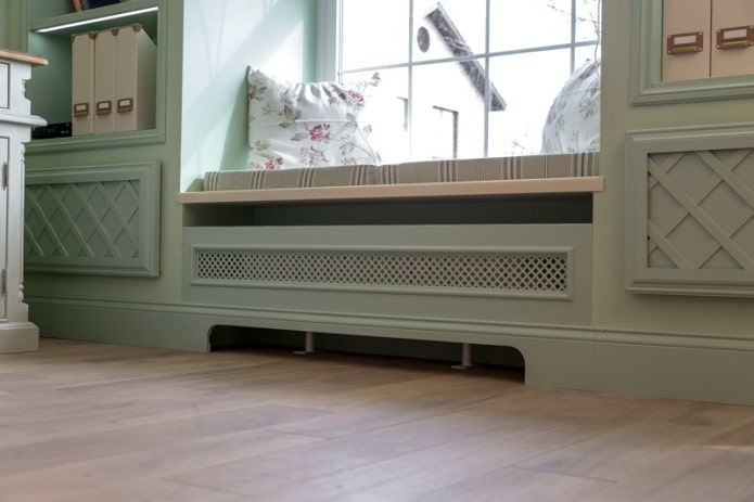 hide radiator in a room in Provence style