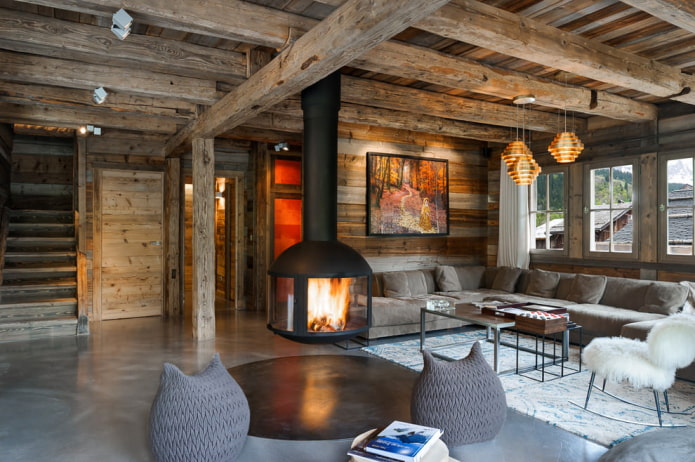 hanging fireplace in the house
