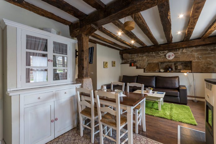 wooden beams on the ceiling