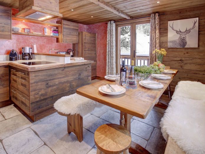 kitchen with wooden trim