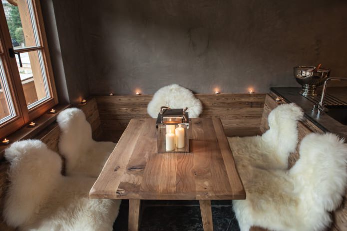 sheepskins, candles