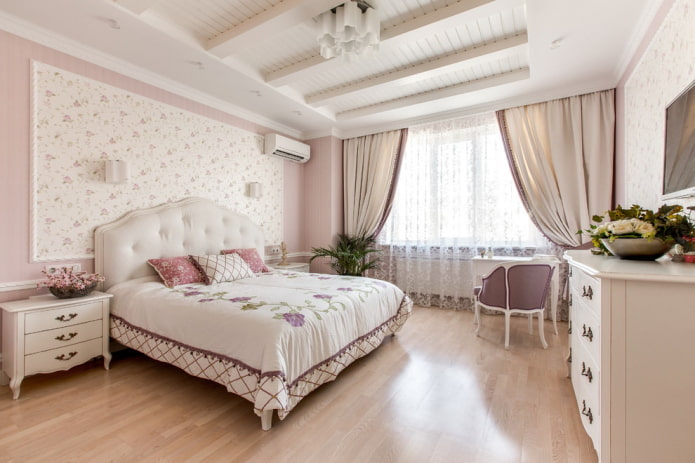 pink color scheme in the bedroom