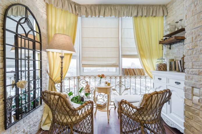 loggia interior with cozy armchairs