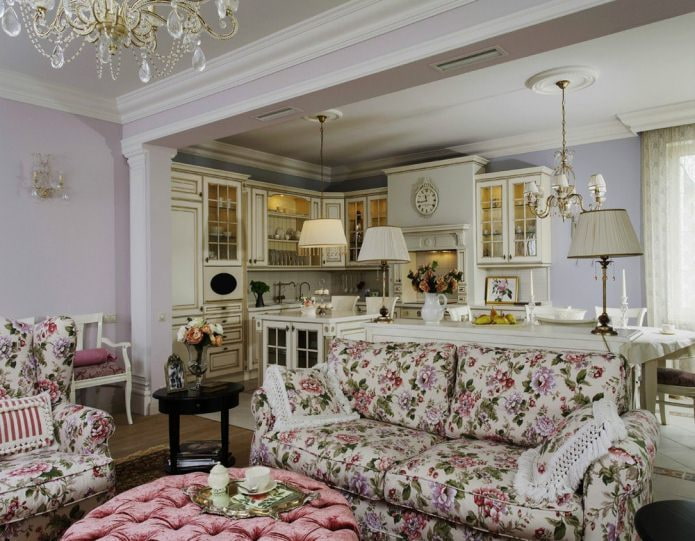 flowered sofa