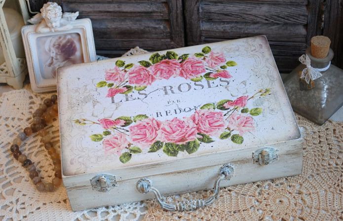 suitcase with floral pattern