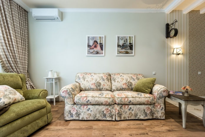 sofa with floral upholstery