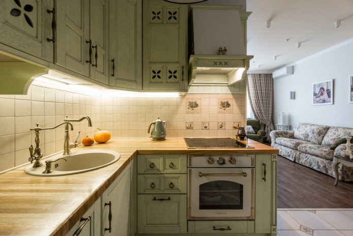 kitchen in olive tones