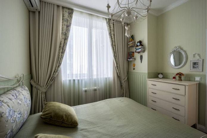 bedroom in green tones