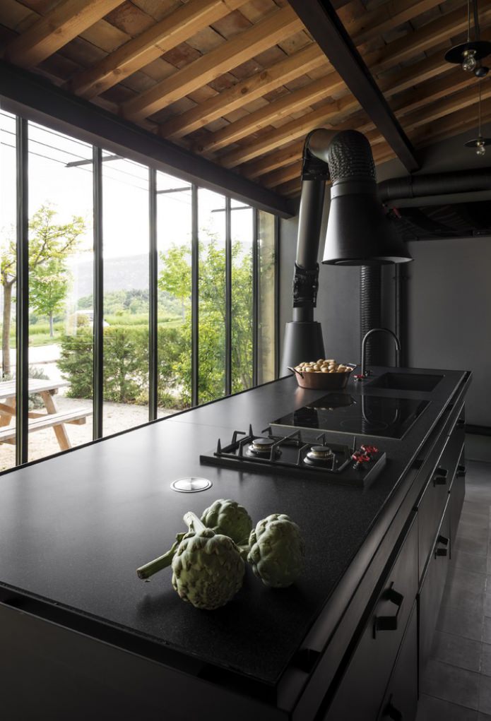 unusual black loft-style hood