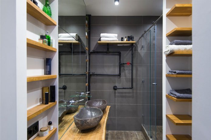 pipes in a loft-style bathroom
