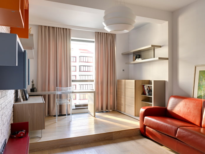 work area in a one-room apartment