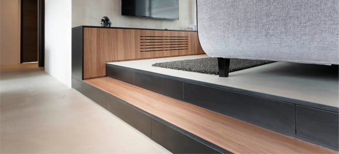 Storage space in the podium