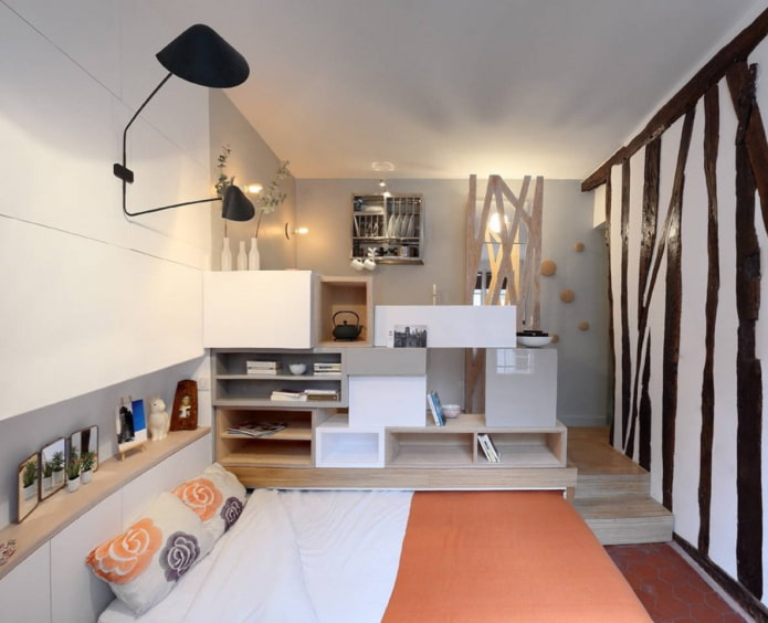 studio apartment interior with a pull-out bed