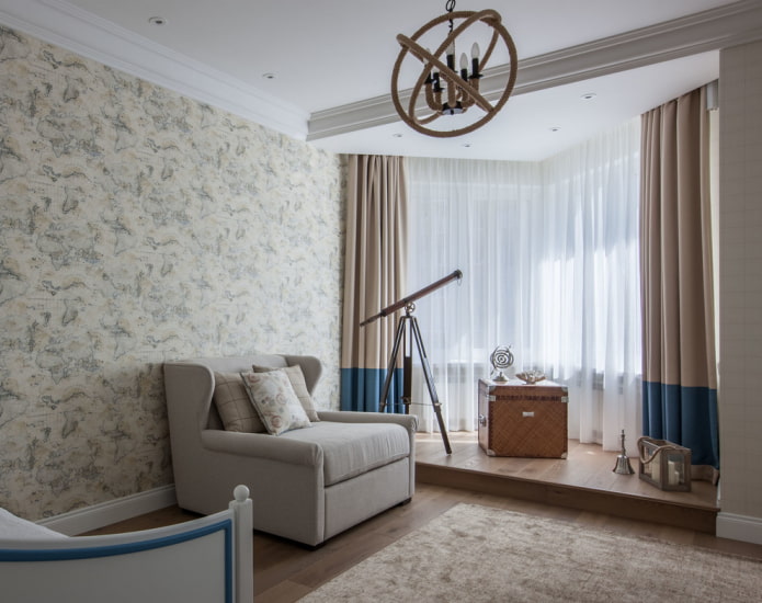 cozy room for a boy with a dedicated area near the window