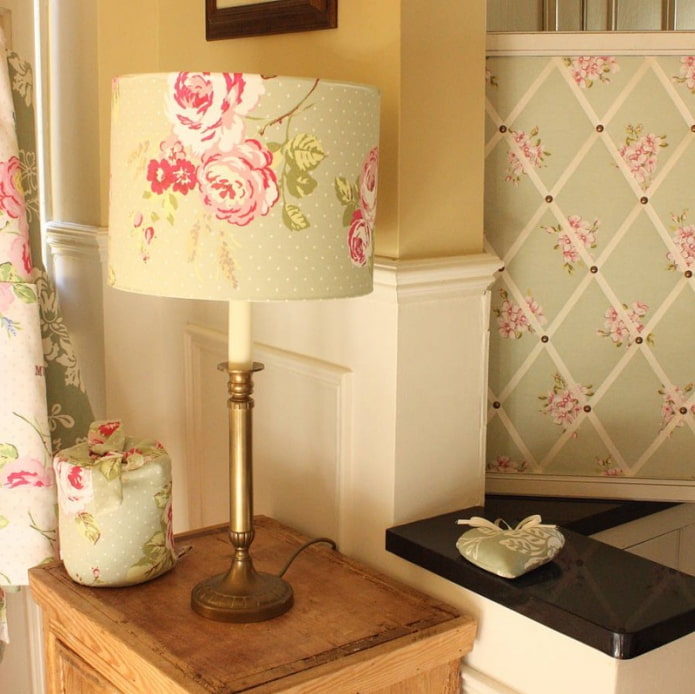 lampshade made of floral wallpaper