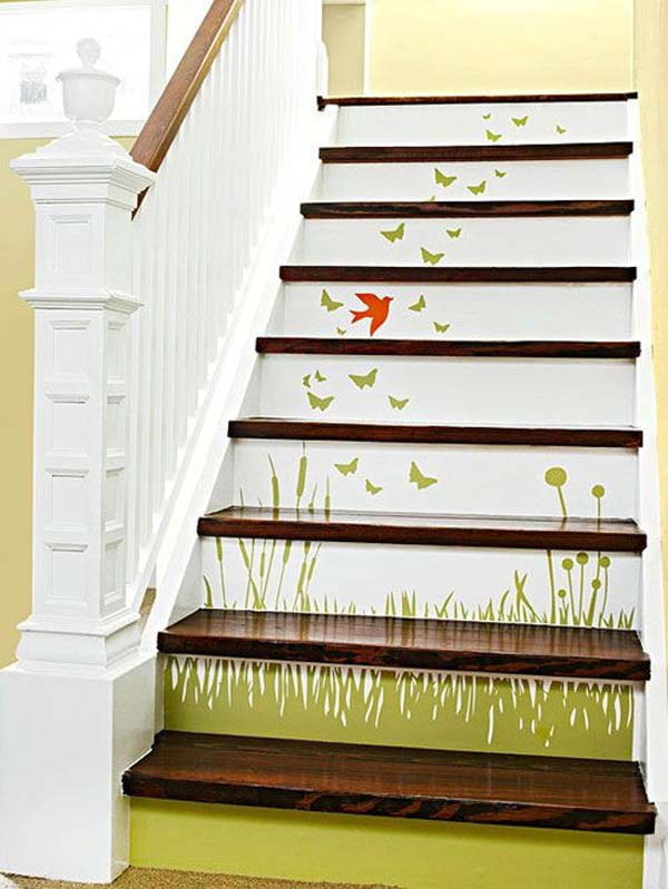 stair steps covered with wallpaper