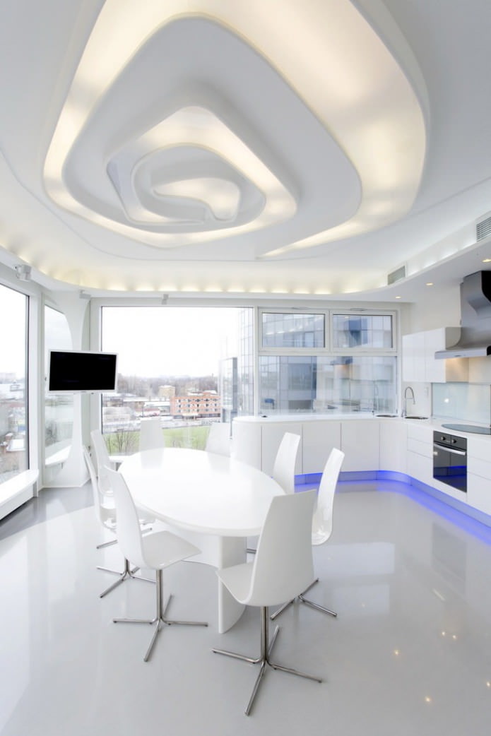 white kitchen in hi-tech style