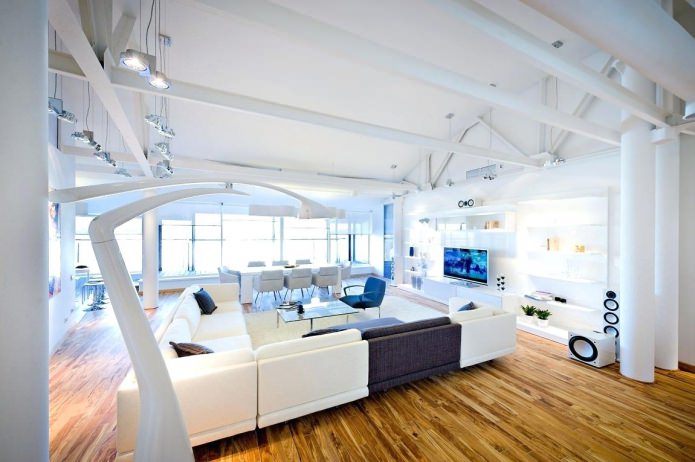 Living room in white tones