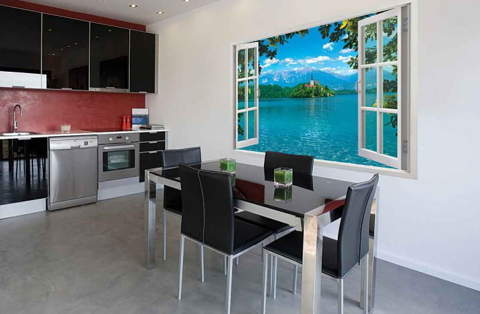 single 3D wallpaper in the interior