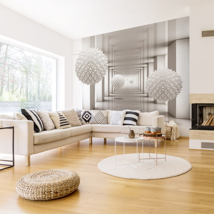 abstract 3D wallpaper in the living room
