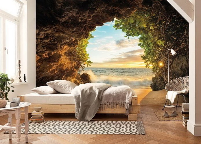 3D wallpaper with nature in the bedroom
