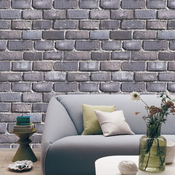 3D brick wallpaper in the living room