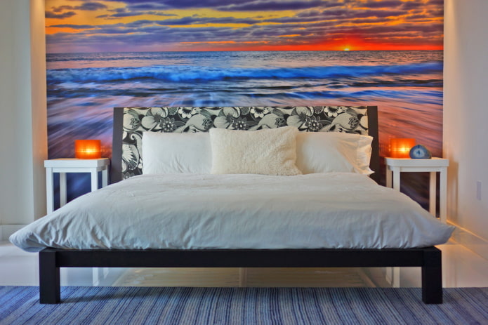3D wallpaper in the bedroom interior