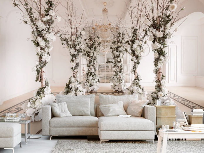 3D wallpaper in the living room interior