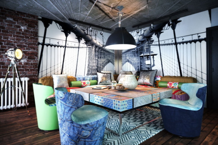 3D photo wallpaper in loft style
