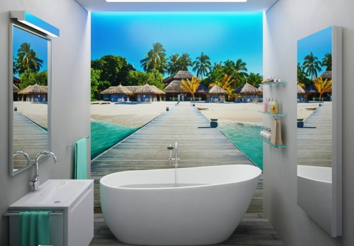 3D photo wallpaper in the bathroom