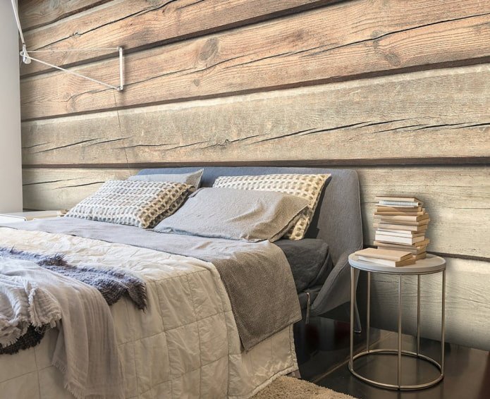 3D wallpaper with imitation wood