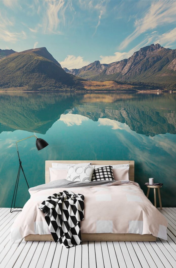 3D wallpaper with nature in the bedroom