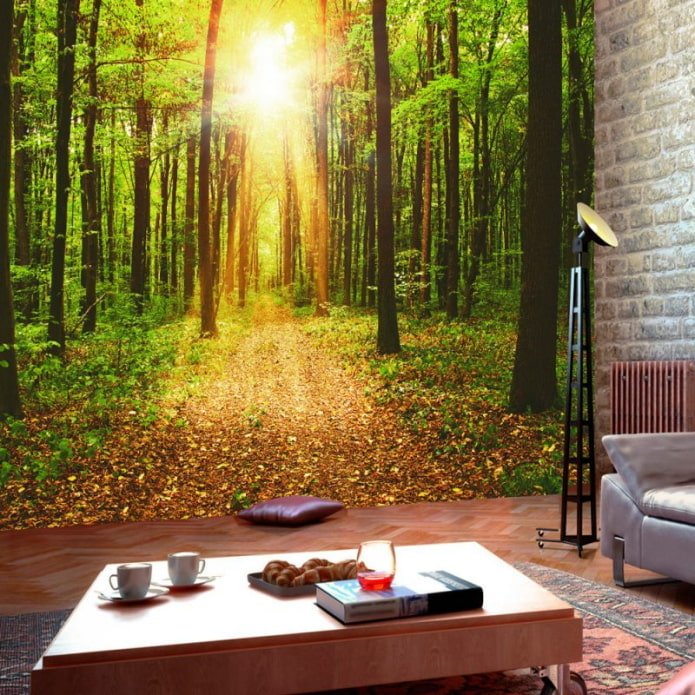 3D wallpaper with nature in the bedroom