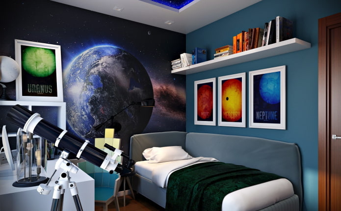 3D space wallpaper for a teenager's room