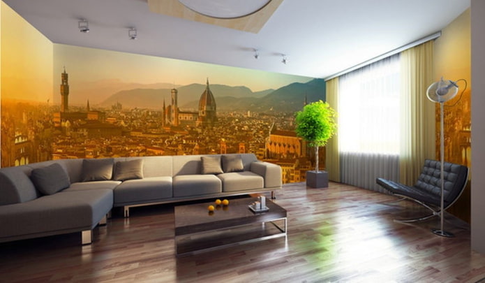 Corner 3D wallpaper in the interior