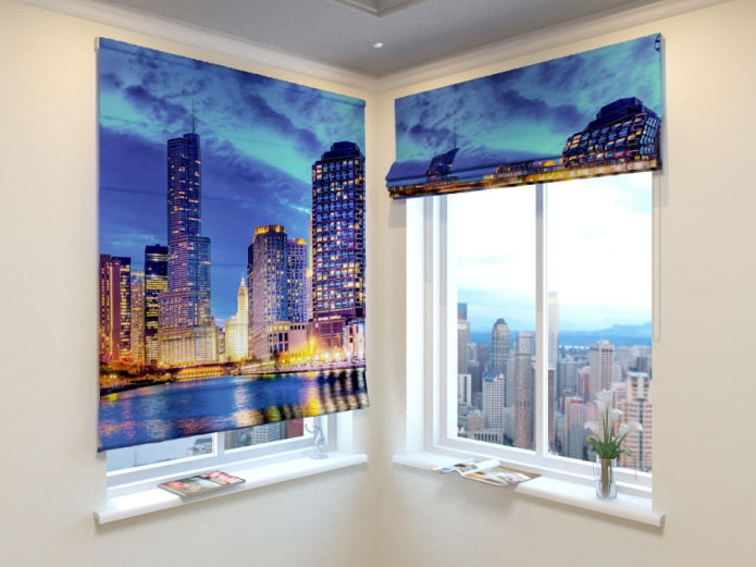 3D Roman blinds with the image of a city